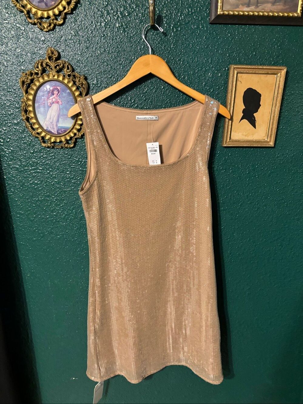 Abercrombie and Fitch Champagne Mini Dress Size Medium Tall NWT Sequin